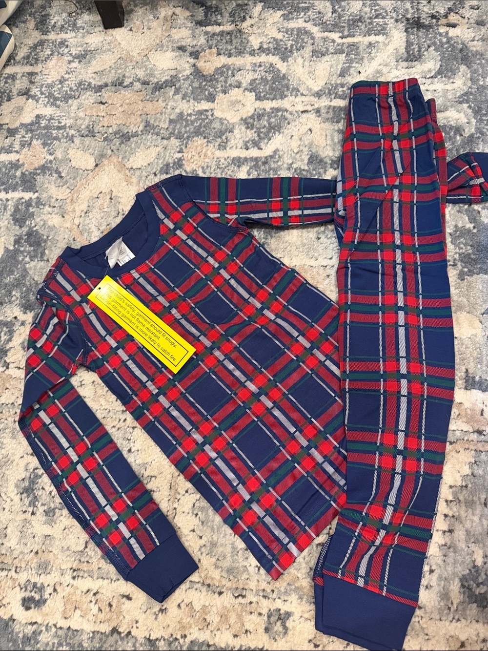 Hanna Andersson Navy and Red Plaid Kids Pajama Set